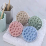 Silicone shampoo brush with ergonomic handle for gentle scalp cleansing and exfoliation