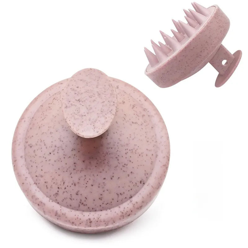 Silicone shampoo brush with ergonomic handle for gentle scalp cleansing and exfoliation