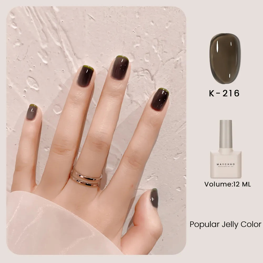 Glossy Gel Nail Polish in vibrant color, providing long-lasting, chip-resistant nails.