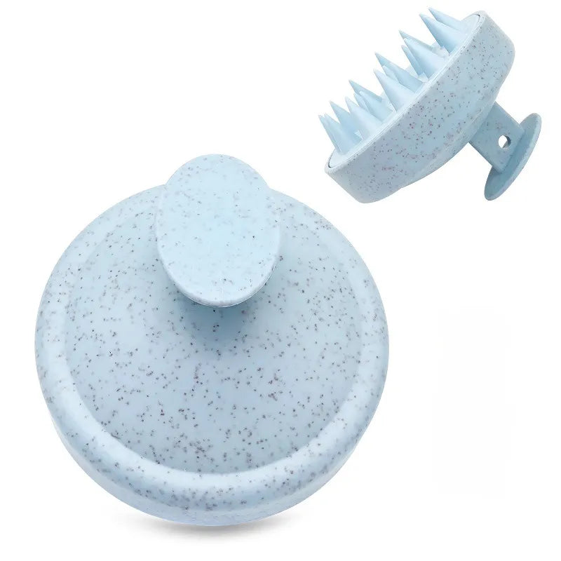 Silicone shampoo brush with ergonomic handle for gentle scalp cleansing and exfoliation